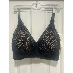 Prima Valentina Black Lace Underwire Full Coverage Bra 42D NWT